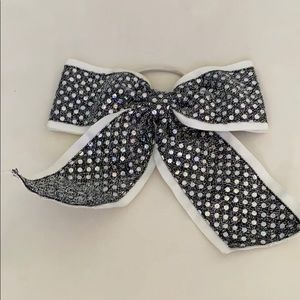 Gray and white cheer bow